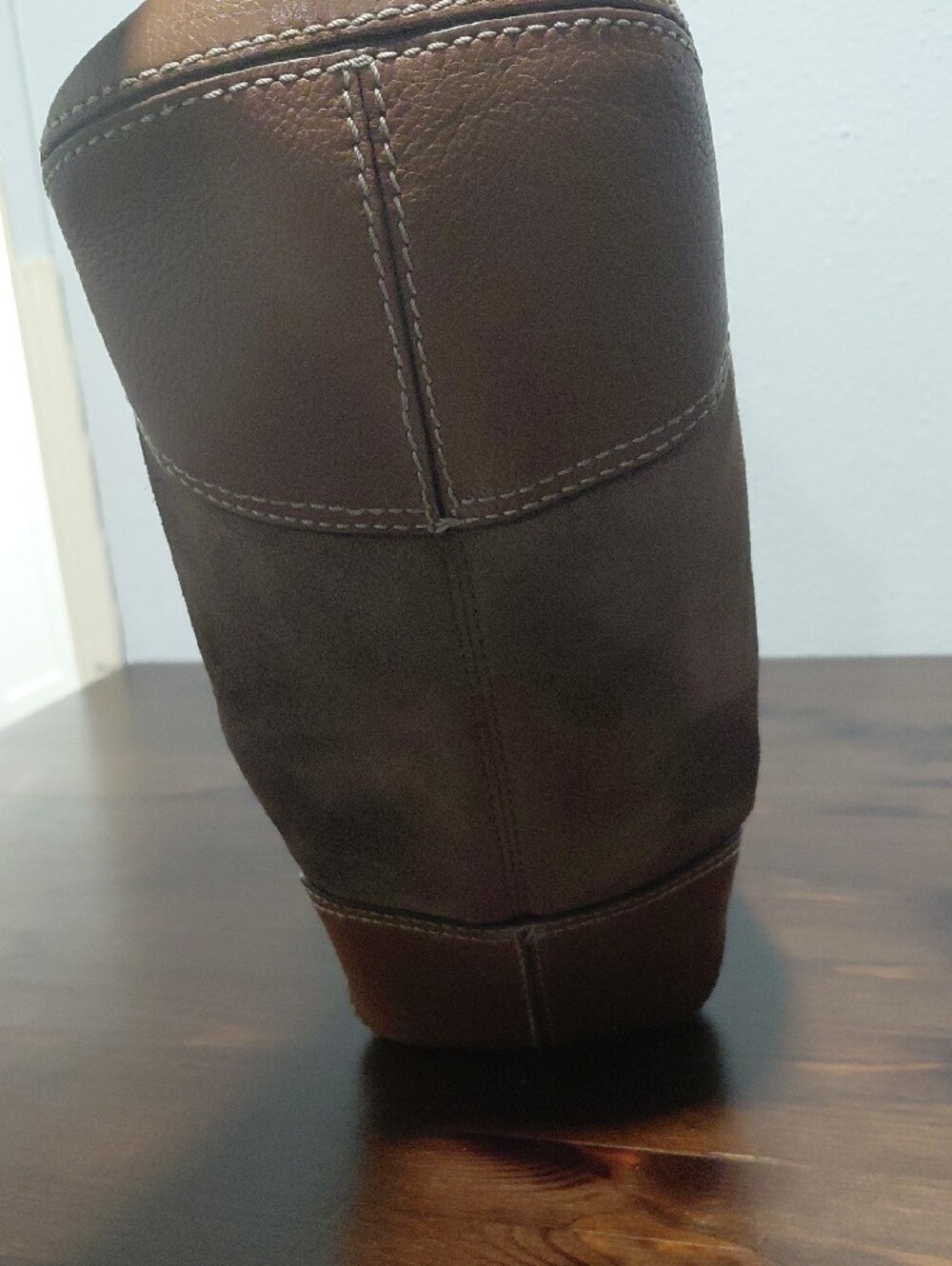 Michael Kors Taupe Suede and Brown Leather Shoulder Bag - Picture 6 of 8